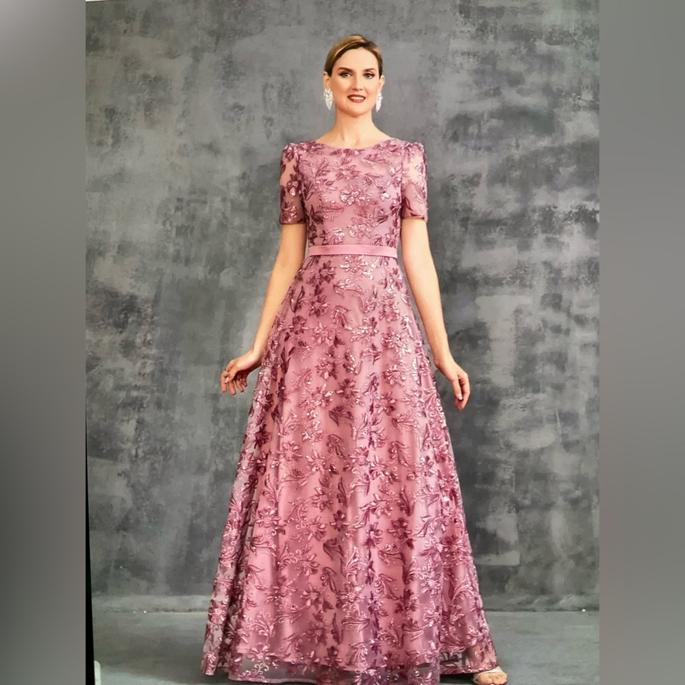Faeriesty Elegant Short Sleeve Pink A-Line Formal Dress. Size 1X, P2P 20” - Picture 5 of 11